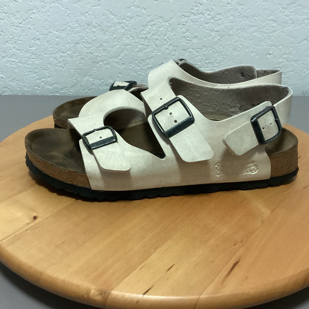 Birkenstock Birki's  Le Mans Cream Leather Sandals Women's Size‎ 39 US 8.5